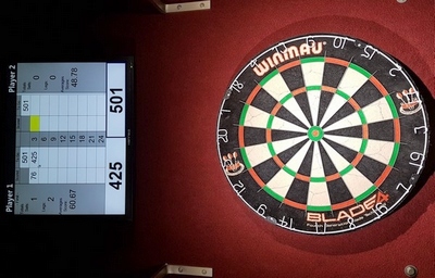 Dart-Spielstätte Klabautermann und iQ Darter im Jahr 2018 mit N01 Software