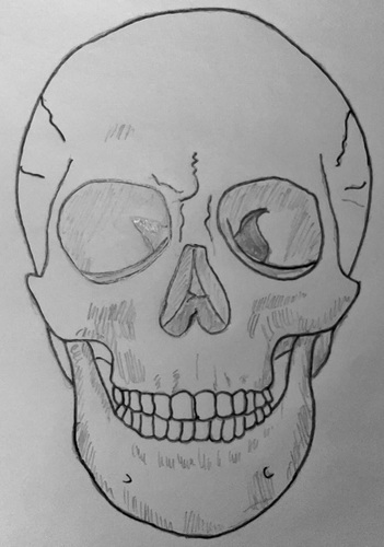iQ Darter 3D Logo "iQ Skull" Front Zeichnung, Vorlage