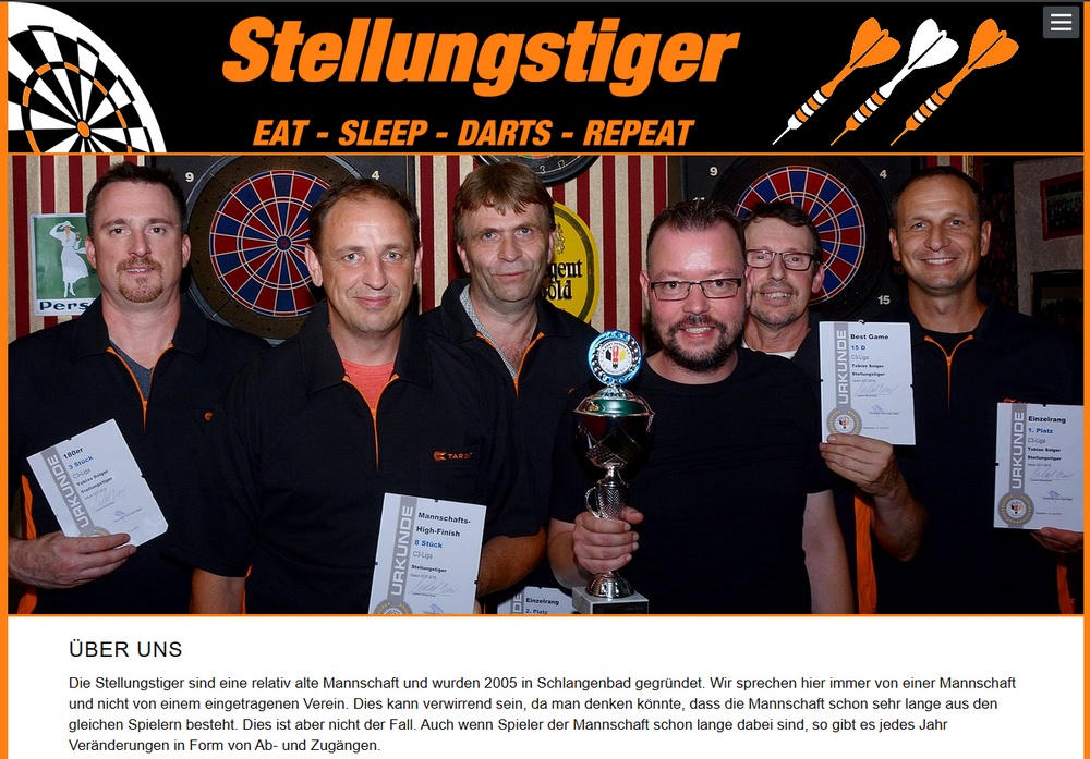 Webseite Dartteam Stellungstiger Screenshot