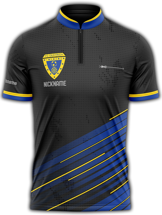 Dartshirt FC Oestrich 1920 e.V. vom Dartsportzentrum Rheingau (Vorderansicht)